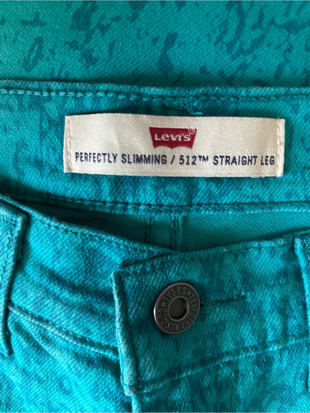 Levi's 512 Straight Leg Jeans Women's Size 27x32 Teal Denim Stretch Slimming - Picture 8 of 10